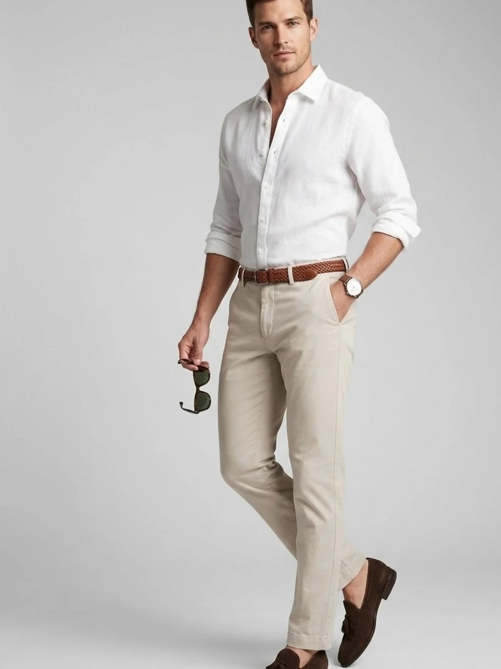 Banana Republic Slim Khaki Chinos in Light Beige